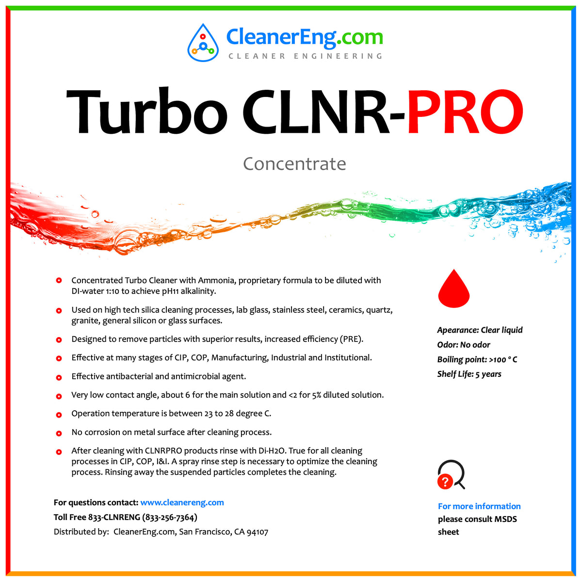 Turbo CLNR-PRO, Ammonia-Alkaline Concentrated Cleaner